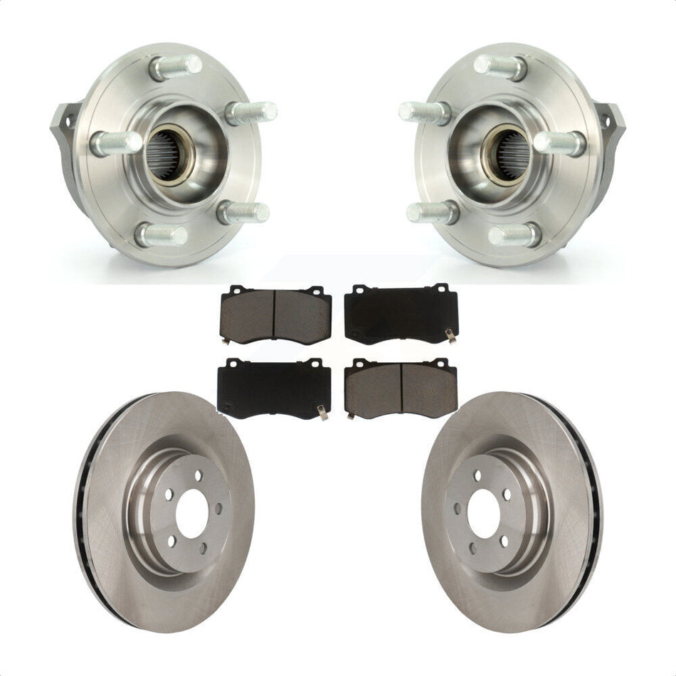 Front Hub Bearing Assembly With Disc Brake Rotors And Ceramic Pads Kit For Dodge Challenger Charger Brembo Brakes GT with AWD KBB-122418