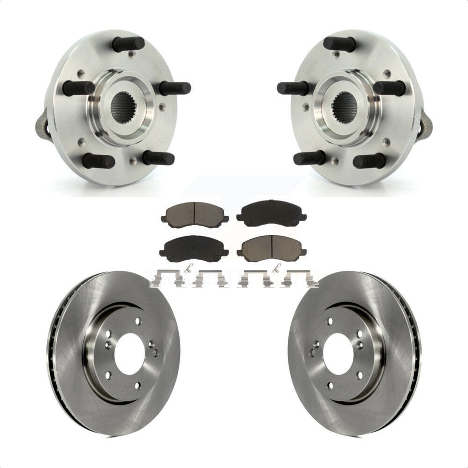 Front Hub Bearing Assembly With Disc Brake Rotors And Ceramic Pads Kit For 2010-2012 Mitsubishi Galant KBB-122424