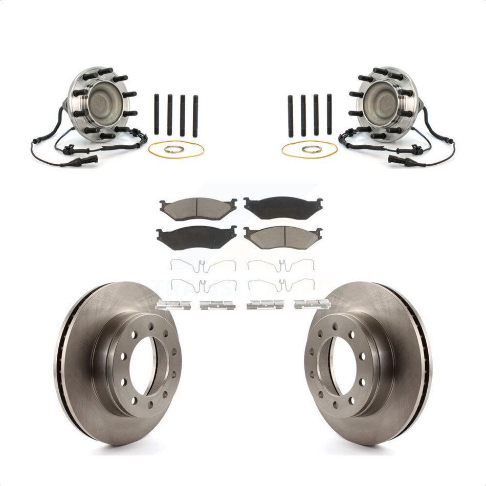 Front Hub Bearing Assembly With Disc Brake Rotors And Ceramic Pads Kit For Ford F-450 Super Duty F-550 KBB-122465