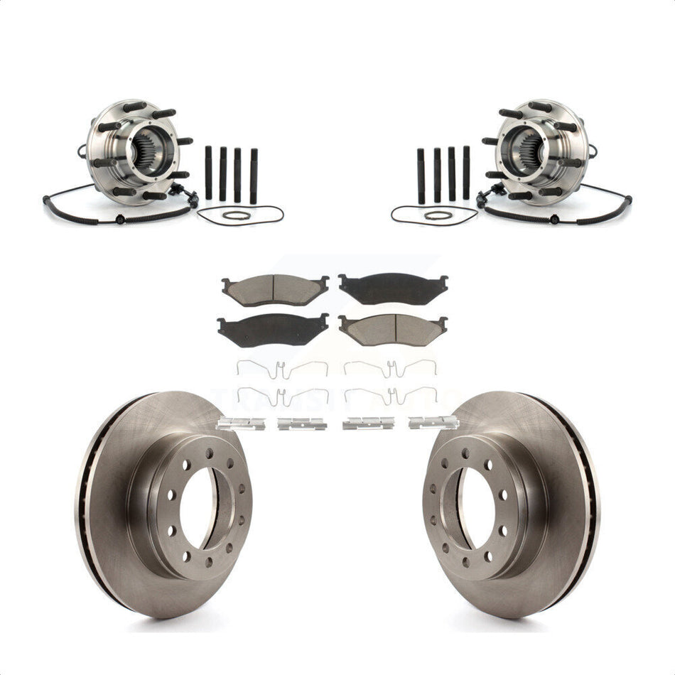 Front Hub Bearing Assembly With Disc Brake Rotors And Ceramic Pads Kit For 2010 Ford F-550 Super Duty 4 X Single Rear Wheels KBB-122466