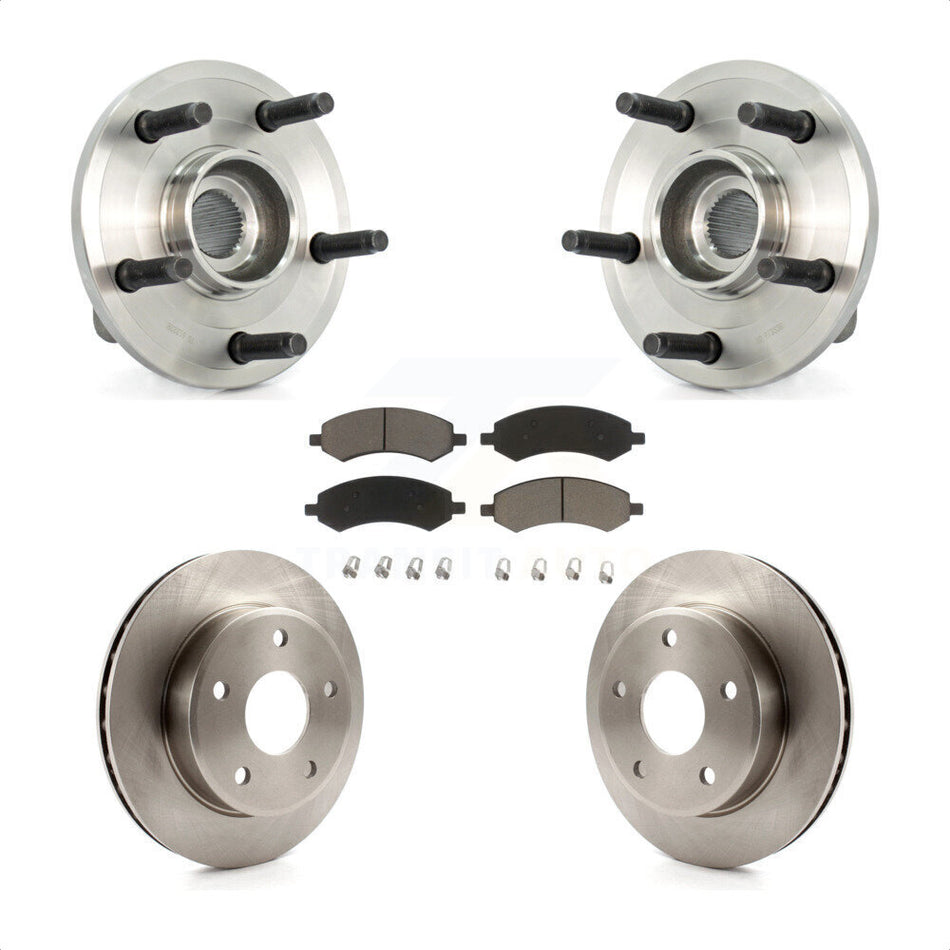 Front Hub Bearing Assembly With Disc Brake Rotors And Ceramic Pads Kit For Dodge Dakota Mitsubishi Raider 2-Wheel ABS KBB-122471