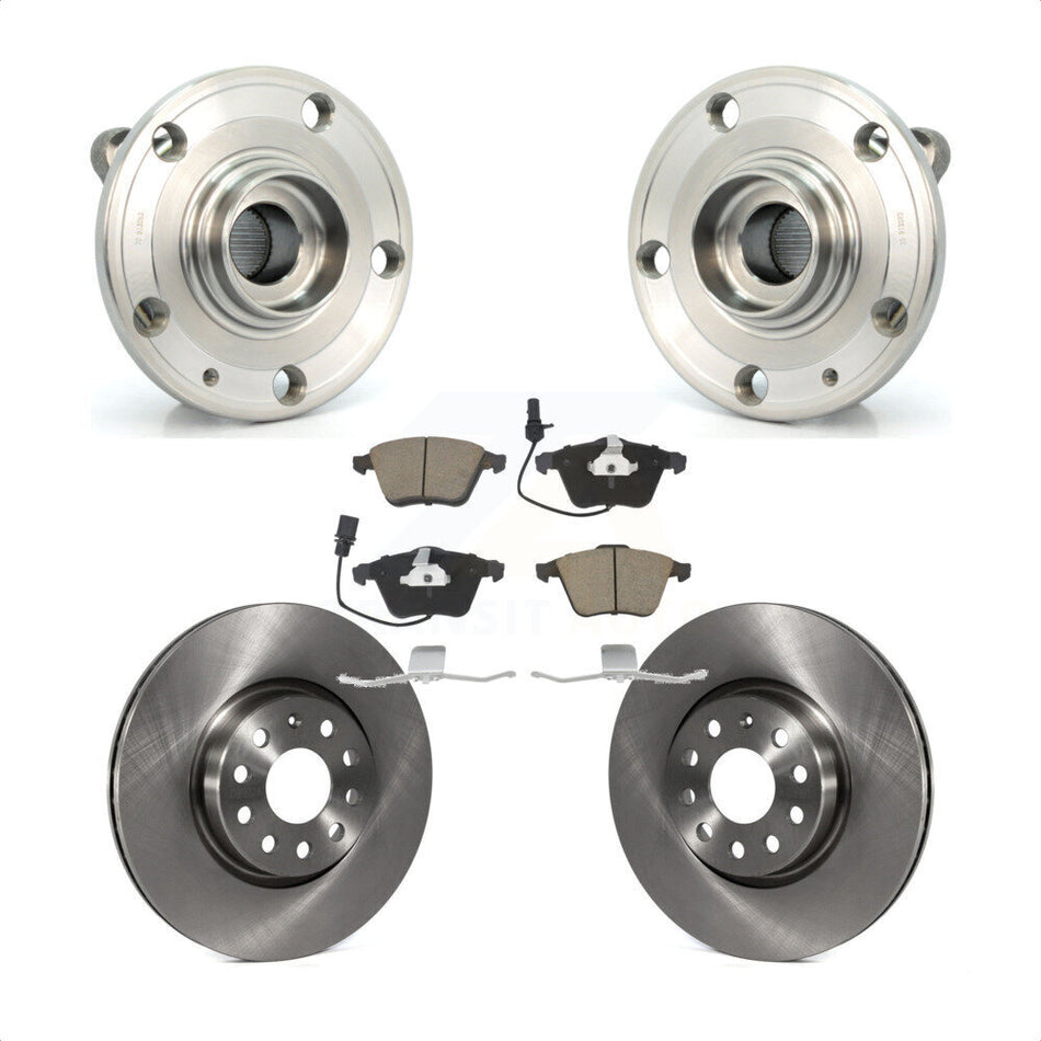 Front Hub Bearing Assembly With Disc Brake Rotors And Ceramic Pads Kit For Volkswagen CC Passat KBB-122493