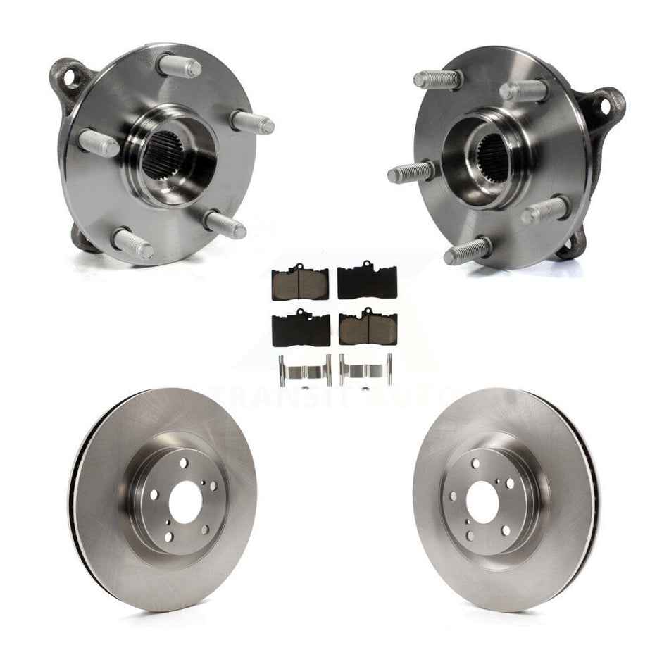 Front Hub Bearing Assembly With Disc Brake Rotors And Ceramic Pads Kit (5Pc) For Lexus GS350 IS300 IS350 RC350 RC300 KBB-122502