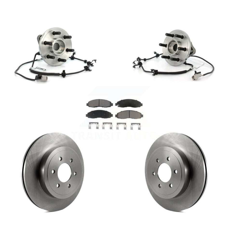 Front Hub Bearing Assembly With Disc Brake Rotors And Ceramic Pads Kit For 2003-2004 Dodge Dakota 4WD with 4-Wheel ABS KBB-122518