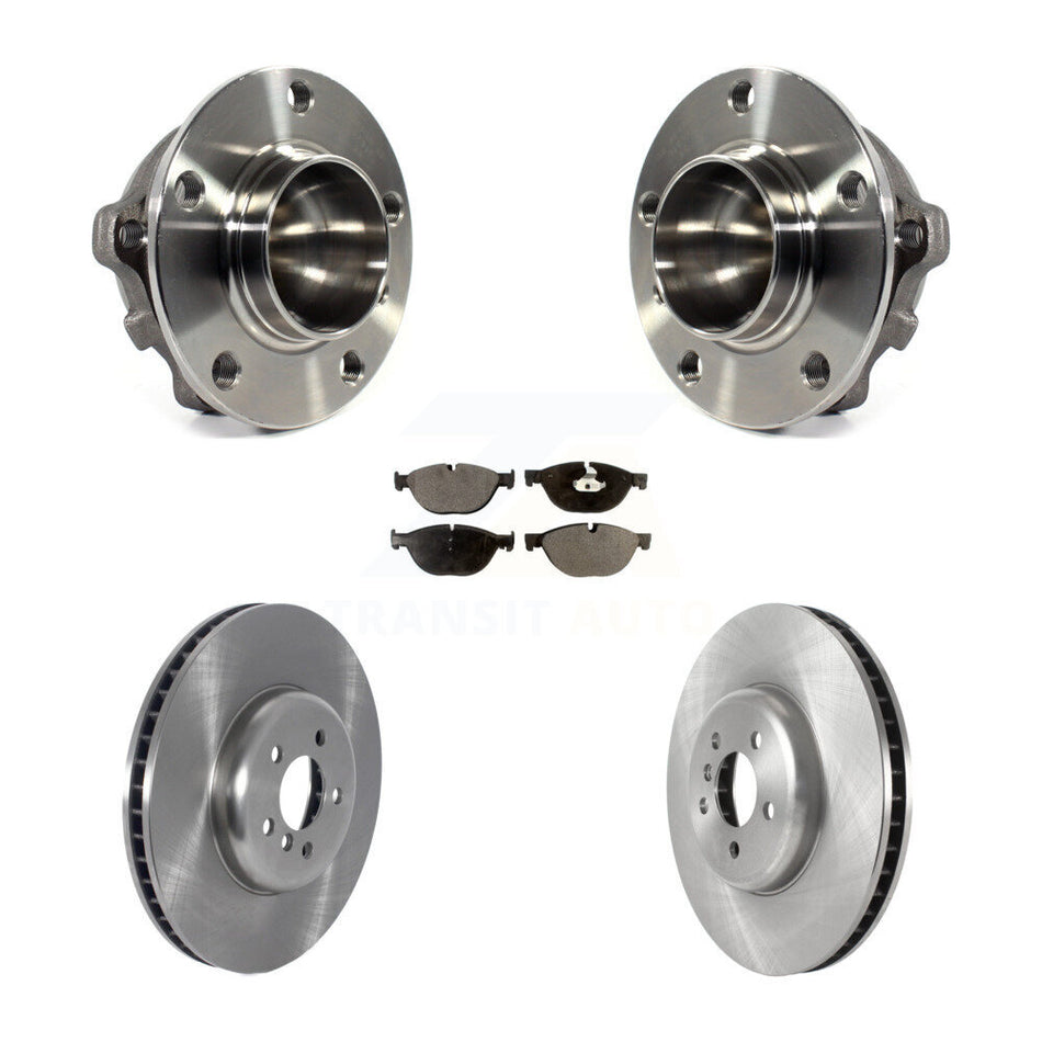 Front Hub Bearing Assembly With Disc Brake Rotors And Semi-Metallic Pads Kit For BMW 750Li 750i 550i GT xDrive KBB-122540