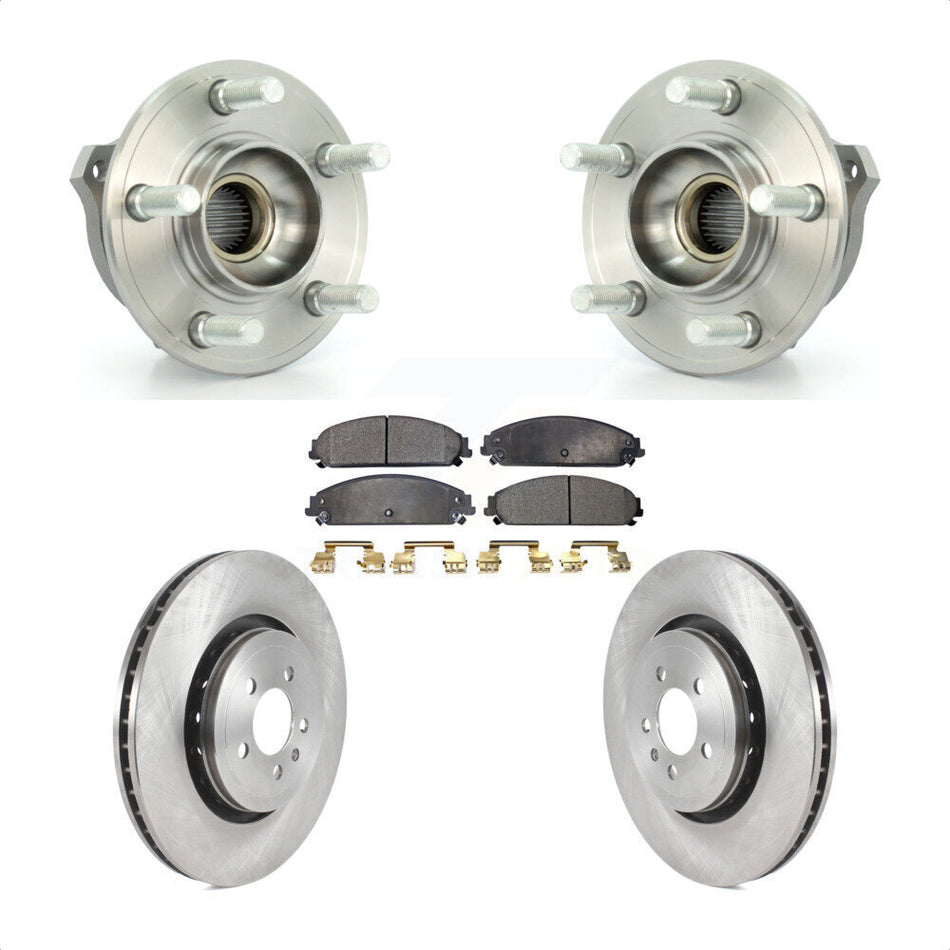 Front Hub Bearing Assembly With Disc Brake Rotors And Ceramic Pads Kit For Dodge Charger 355mm Diameter Rotor KBB-122559