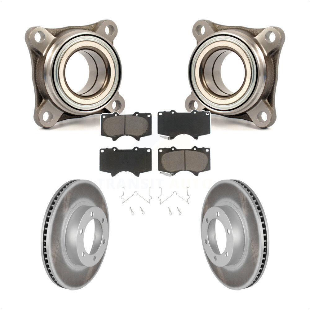 Front Wheel Bearing Coated Disc Brake Rotors And Pads Kit For Toyota 4Runner Lexus GX470 KBB-122571