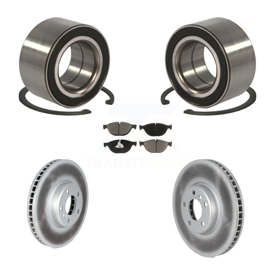 Front Wheel Bearing With Coated Disc Brake Rotors And Ceramic Pads Kit For BMW 550i xDrive 650i KBB-122603
