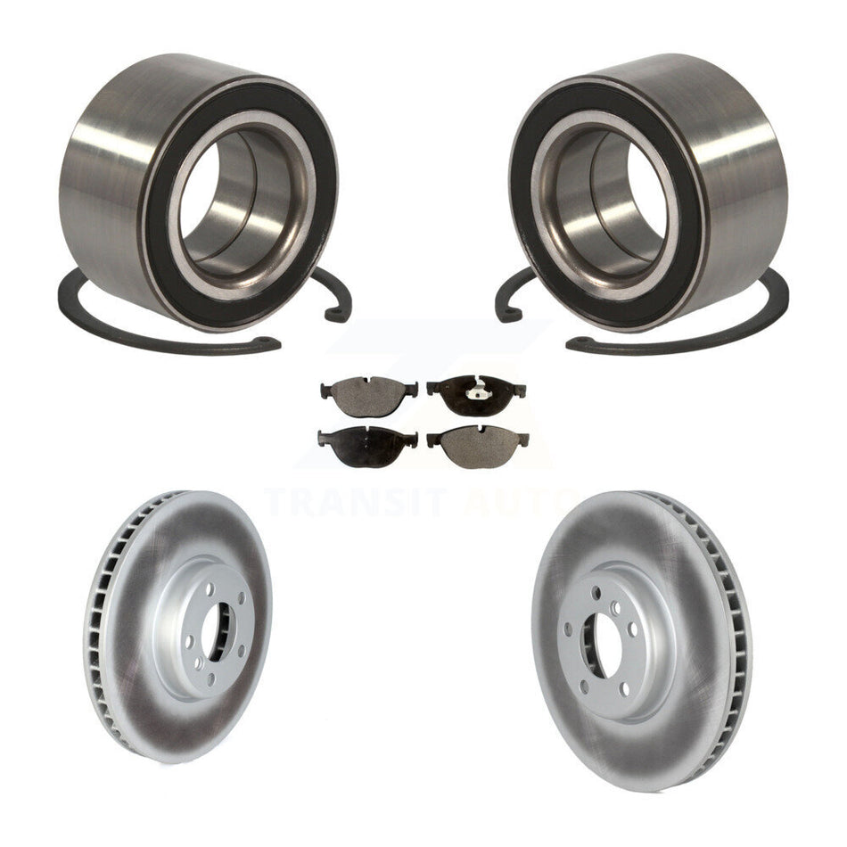 Front Wheel Bearing With Coated Disc Brake Rotors And Semi-Metallic Pads Kit For BMW 550i xDrive 650i KBB-122612