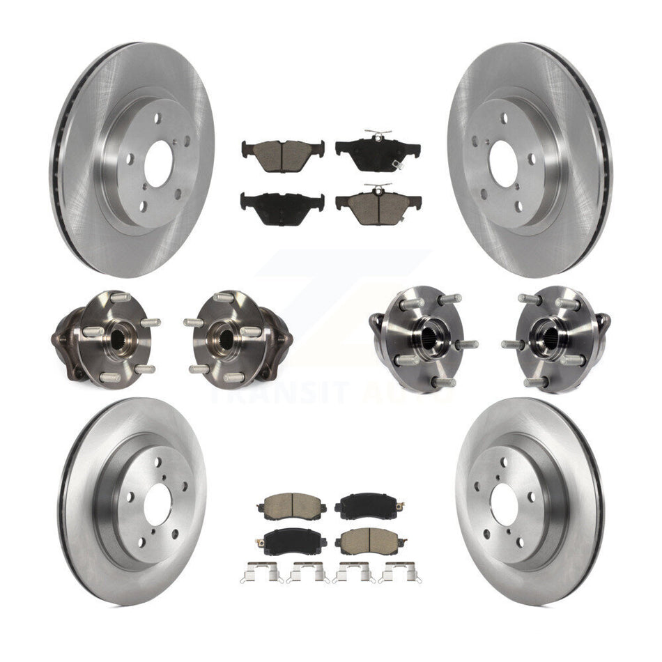 Front Rear Hub Bearings Assembly Disc Brake Rotors And Ceramic Pads Kit (10Pc) For 2019 Subaru Forester Without Sport Package KBB-122642