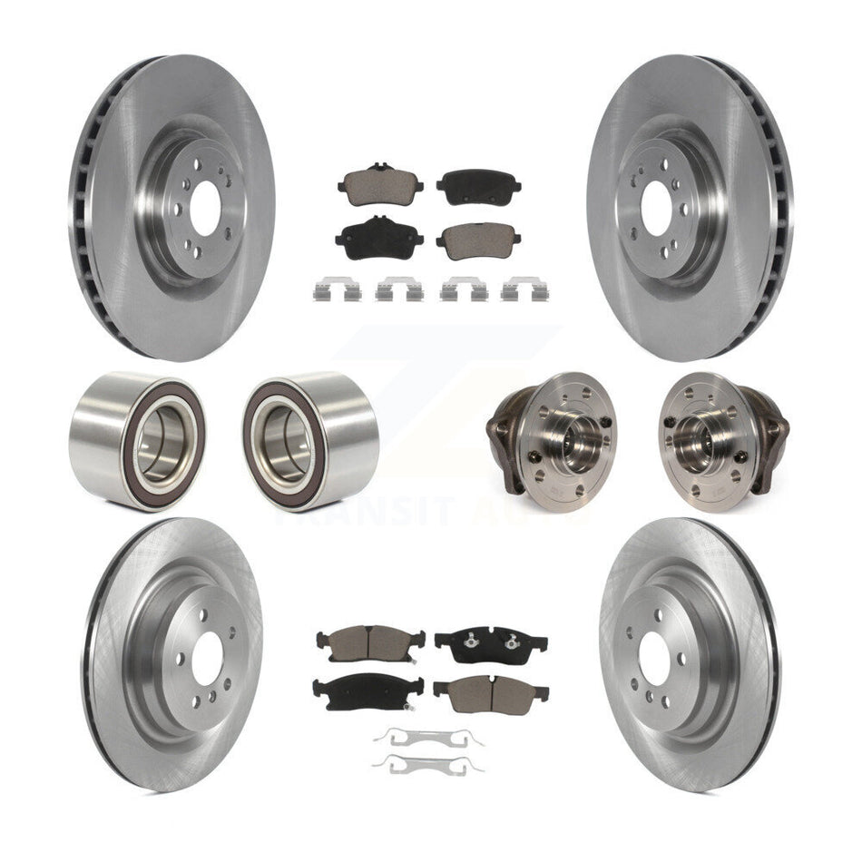 Front Rear Wheel Hub Bearings Assembly Disc Brake Rotors And Ceramic Pads Shoes Kit (10Pc) For Mercedes-Benz GL450 GL350 ML250 KBB-122654