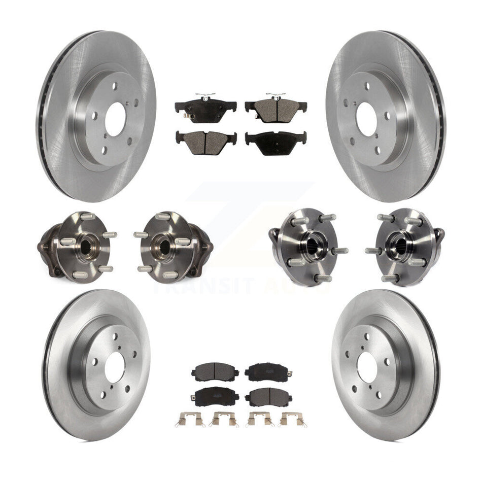 Front Rear Hub Bearings Assembly Disc Brake Rotors And Semi-Metallic Pads Kit (10Pc) For 2019 Subaru Forester Without Sport Package KBB-122664