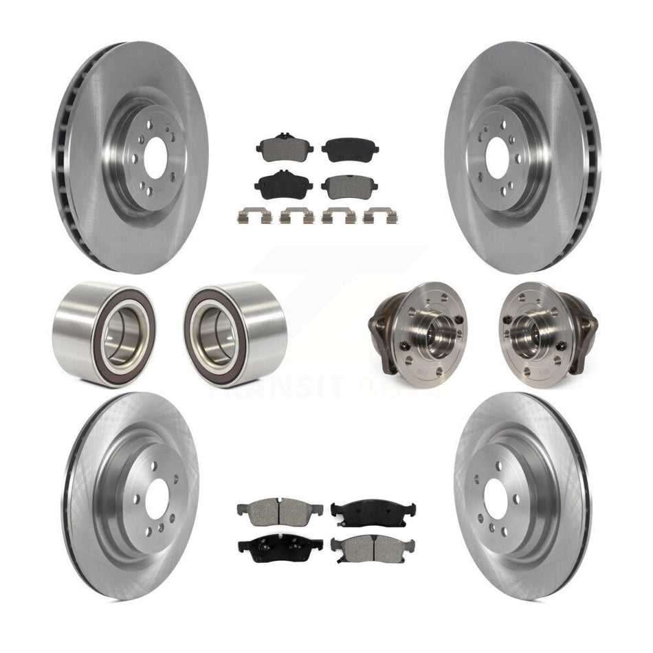 Front Rear Wheel Hub Bearings Assembly Disc Brake Rotors And Semi-Metallic Pads Shoes Kit (10Pc) For Mercedes-Benz GL450 GL350 ML250 KBB-122681