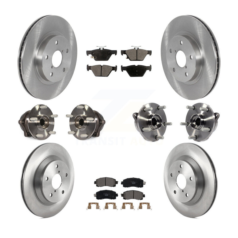 Front Rear Hub Bearings Assembly Disc Brake Rotors And Ceramic Pads Kit (10Pc) For 2019 Subaru Forester Without Sport Package KBB-122685