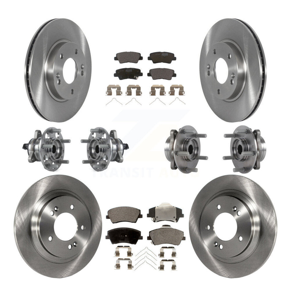 Front Rear Hub Bearings Assembly Disc Brake Rotors And Ceramic Pads Kit (10Pc) For 2018-2019 Kia Niro Hyundai Ioniq KBB-122692