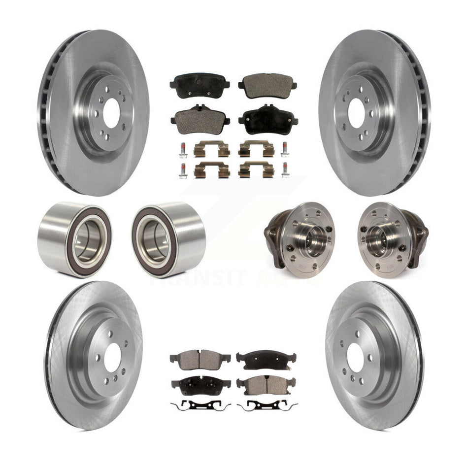 Front Rear Wheel Hub Bearings Assembly Disc Brake Rotors And Ceramic Pads Shoes Kit (10Pc) For Mercedes-Benz GL450 GL350 ML250 KBB-122699
