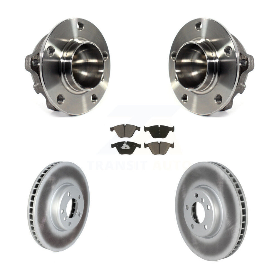 Front Hub Bearing Assembly With Coated Disc Brake Rotors And Ceramic Pads Kit For 2011-2013 BMW 535i KBB-122727