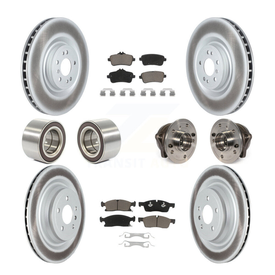 Front Rear Wheel Hub Bearings Assembly Coated Disc Brake Rotors And Ceramic Pads Shoes Kit (10Pc) For Mercedes-Benz GL450 GL350 ML250 KBB-122732