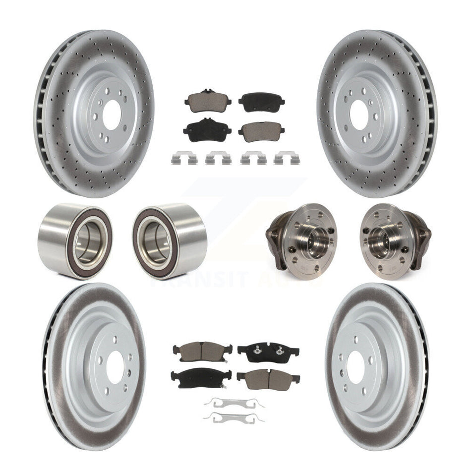 Front Rear Wheel Hub Bearings Assembly Coated Disc Brake Rotors And Ceramic Pads Shoes Kit (10Pc) For Mercedes-Benz GL450 GL350 ML250 KBB-122733