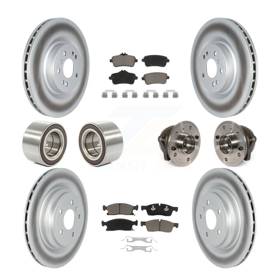 Front Rear Wheel Hub Bearings Assembly Coated Disc Brake Rotors And Ceramic Pads Shoes Kit (10Pc) For 2016-2017 Mercedes-Benz GLE400 With AMG Package KBB-122734