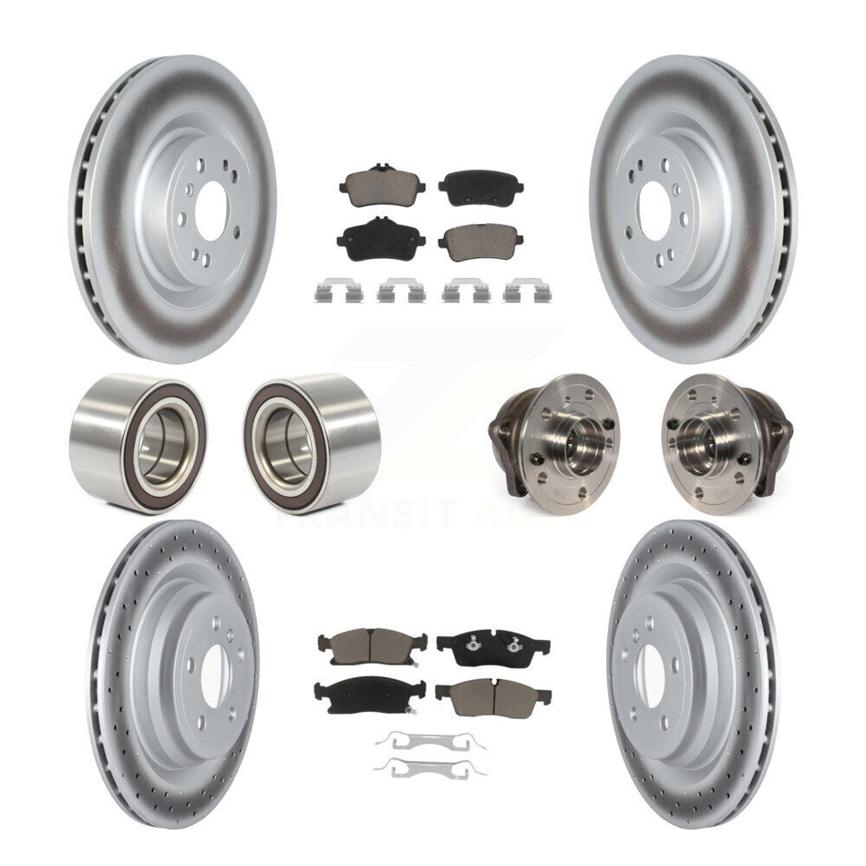 Front Rear Wheel Hub Bearings Assembly Coated Disc Brake Rotors And Ceramic Pads Shoes Kit (10Pc) For 2016-2017 Mercedes-Benz GLE400 With AMG Package KBB-122735