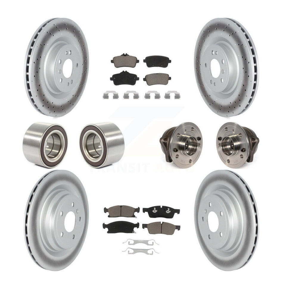 Front Rear Wheel Hub Bearings Assembly Coated Disc Brake Rotors And Ceramic Pads Shoes Kit (10Pc) For 2016-2017 Mercedes-Benz GLE400 With AMG Package KBB-122736