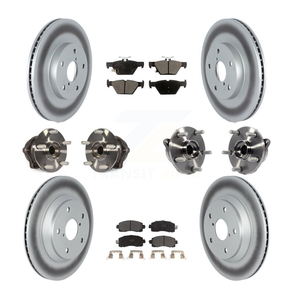 Front Rear Hub Bearings Assembly Coated Disc Brake Rotors And Semi-Metallic Pads Kit (10Pc) For 2019 Subaru Forester Without Sport Package KBB-122742