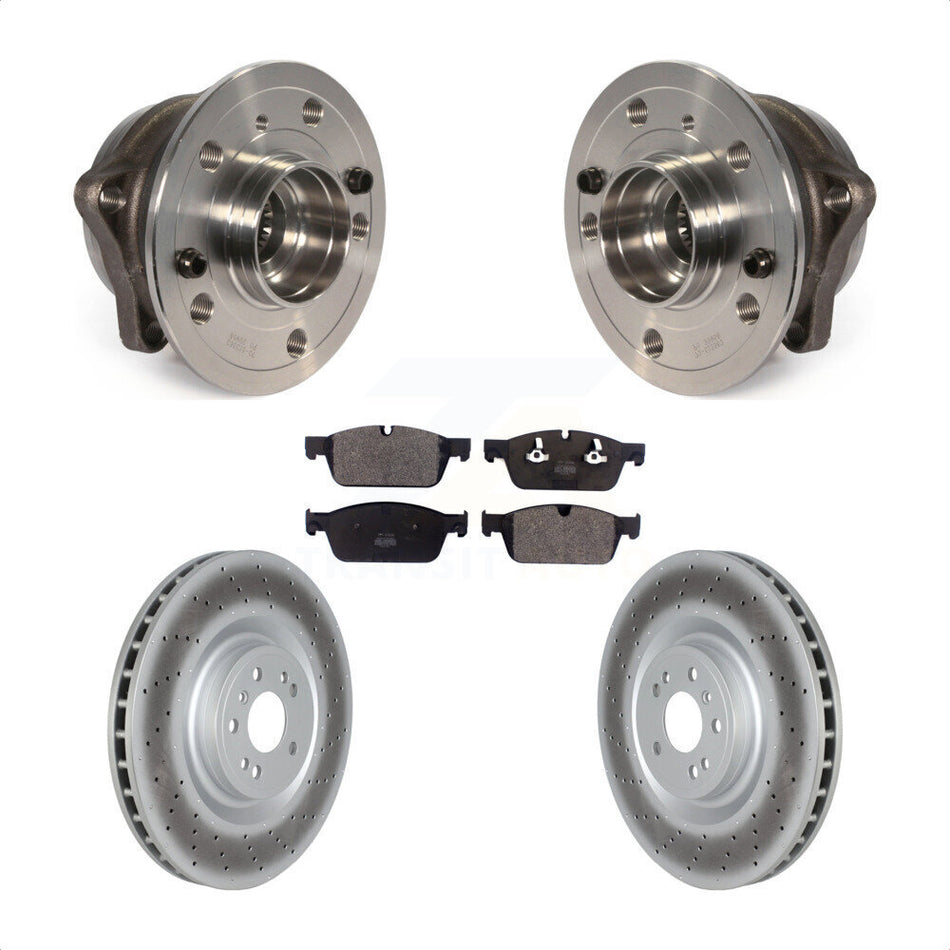 Front Hub Bearing Assembly With Coated Disc Brake Rotors And Semi-Metallic Pads Kit For Mercedes-Benz ML550 GLE550e KBB-122758