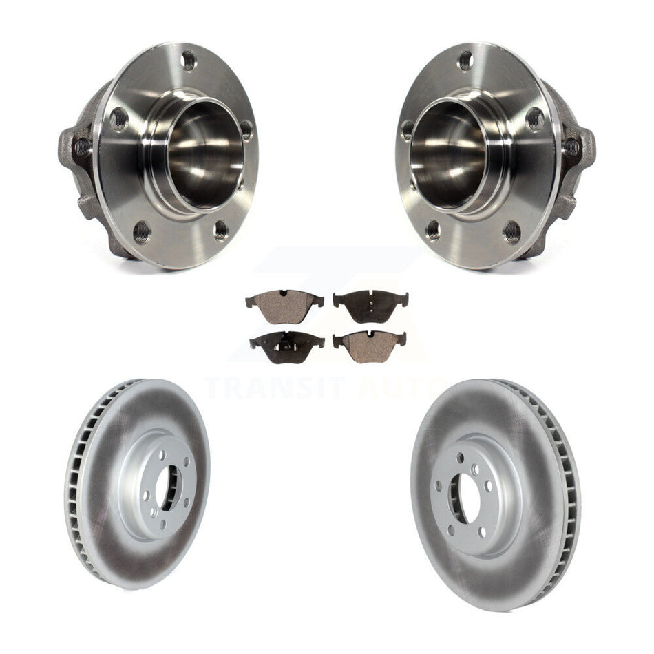 Front Hub Bearing Assembly With Coated Disc Brake Rotors And Semi-Metallic Pads Kit For 2011-2013 BMW 535i KBB-122771