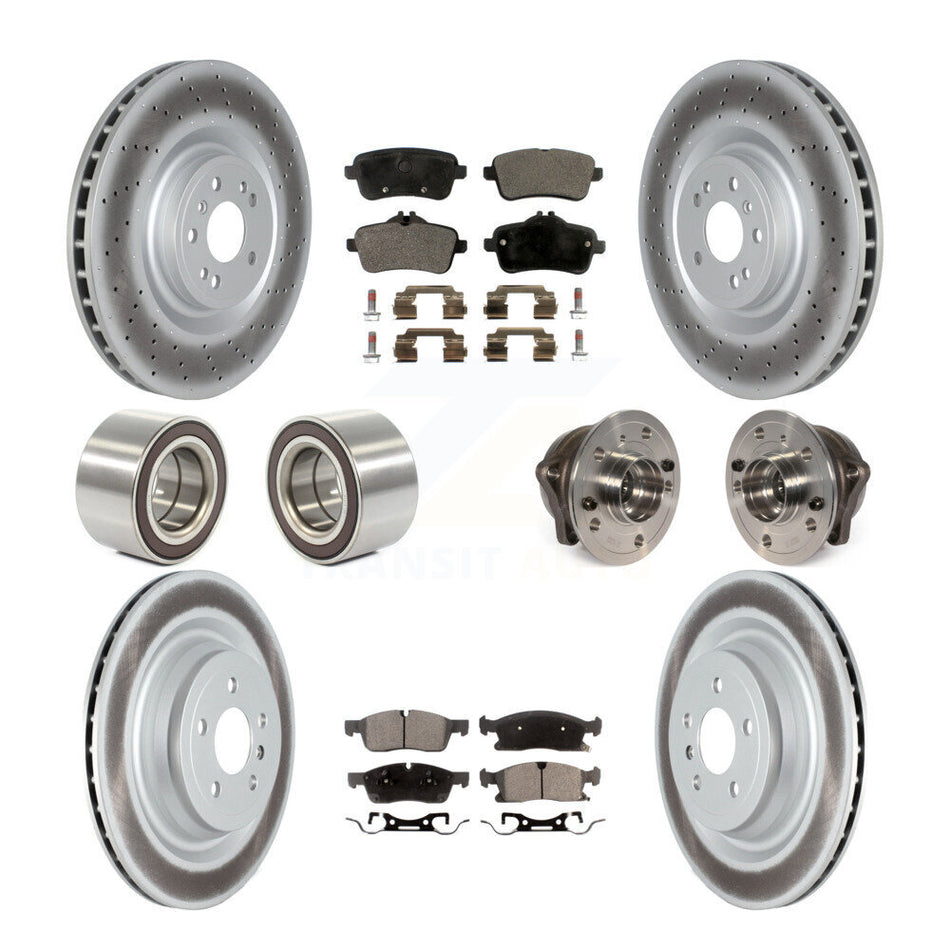 Front Rear Wheel Hub Bearings Assembly Coated Disc Brake Rotors And Semi-Metallic Pads Shoes Kit (10Pc) For Mercedes-Benz GL450 GL350 ML250 KBB-122783