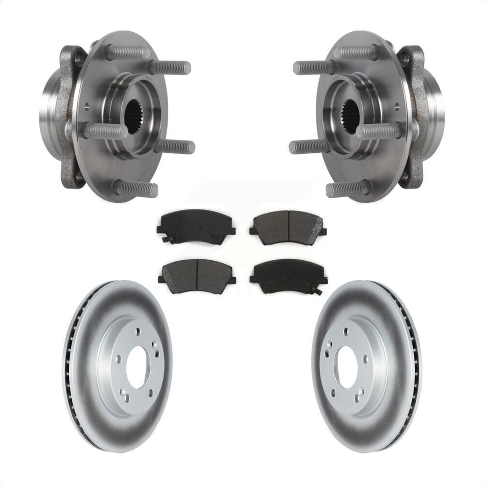 Front Hub Bearing Assembly With Coated Disc Brake Rotors And Semi-Metallic Pads Kit For Kia Niro Hyundai Ioniq KBB-122790