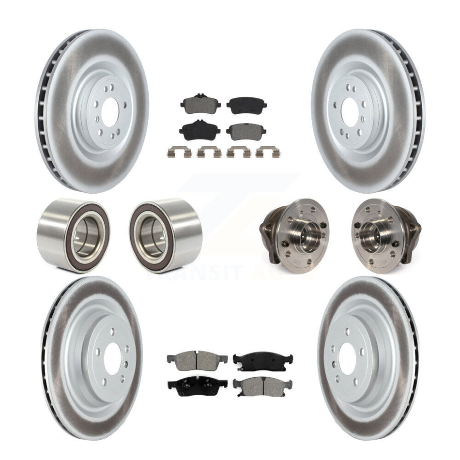 Front Rear Wheel Hub Bearings Assembly Coated Disc Brake Rotors And Semi-Metallic Pads Shoes Kit (10Pc) For Mercedes-Benz GL450 GL350 ML250 KBB-122805