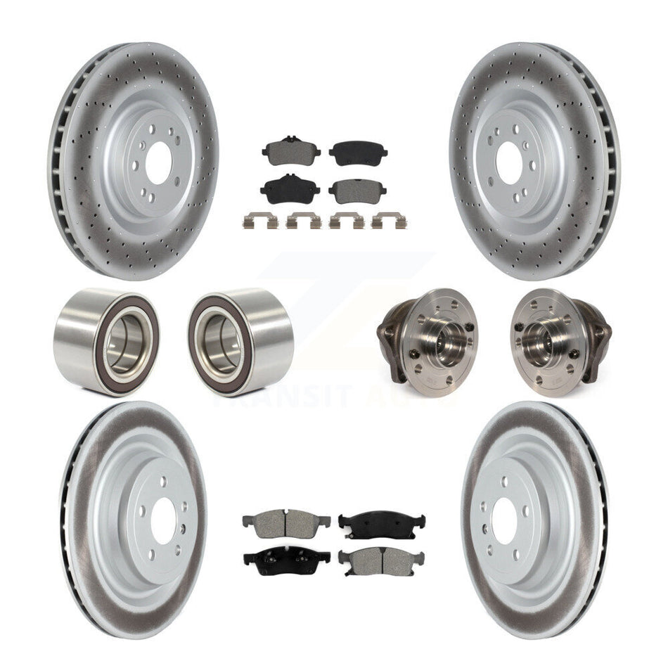 Front Rear Wheel Hub Bearings Assembly Coated Disc Brake Rotors And Semi-Metallic Pads Shoes Kit (10Pc) For Mercedes-Benz GL450 GL350 ML250 KBB-122806