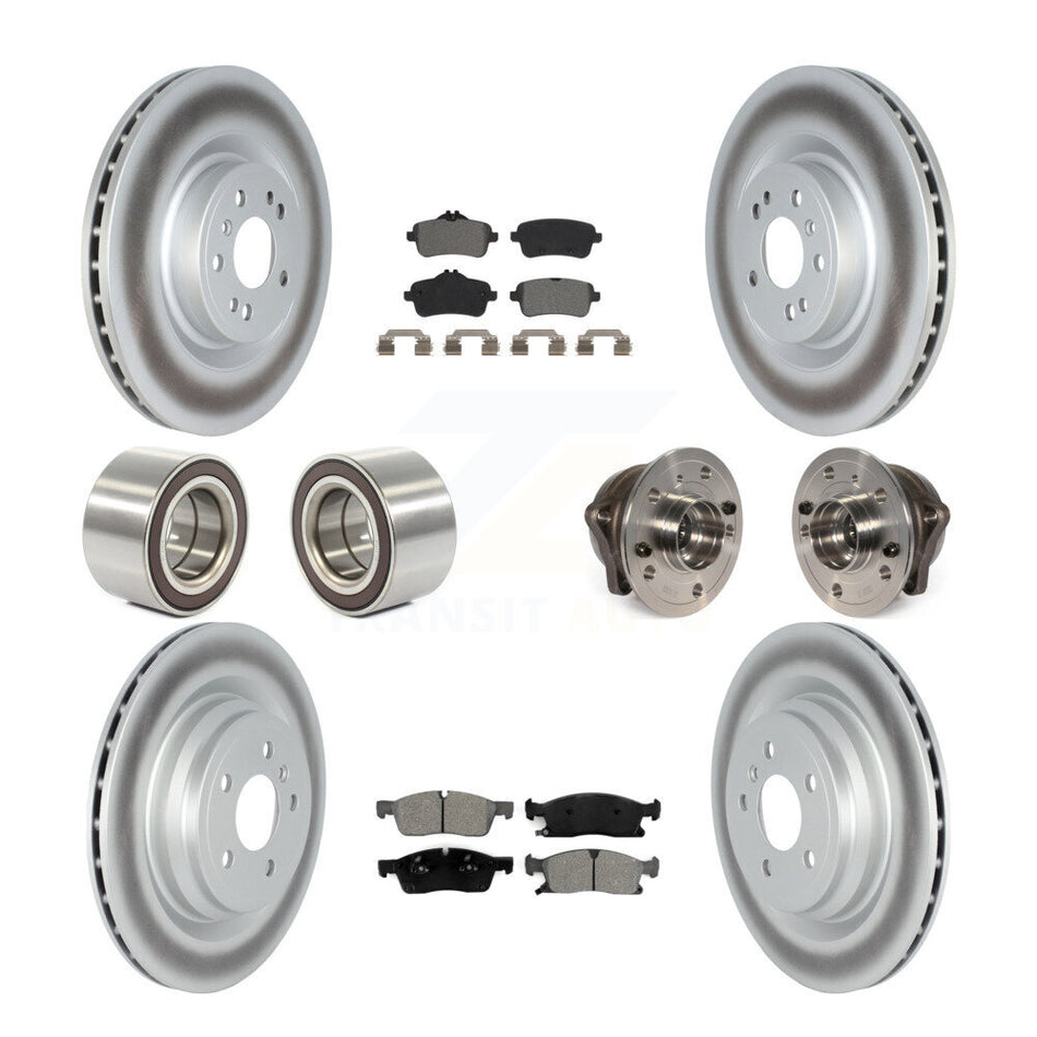 Front Rear Wheel Hub Bearings Assembly Coated Disc Brake Rotors And Semi-Metallic Pads Shoes Kit (10Pc) For 2016-2017 Mercedes-Benz GLE400 With AMG Package KBB-122807