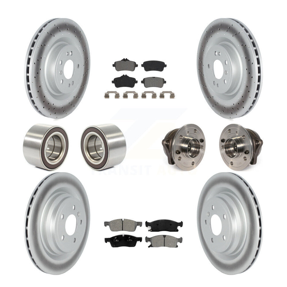 Front Rear Wheel Hub Bearings Assembly Coated Disc Brake Rotors And Semi-Metallic Pads Shoes Kit (10Pc) For 2016-2017 Mercedes-Benz GLE400 With AMG Package KBB-122808