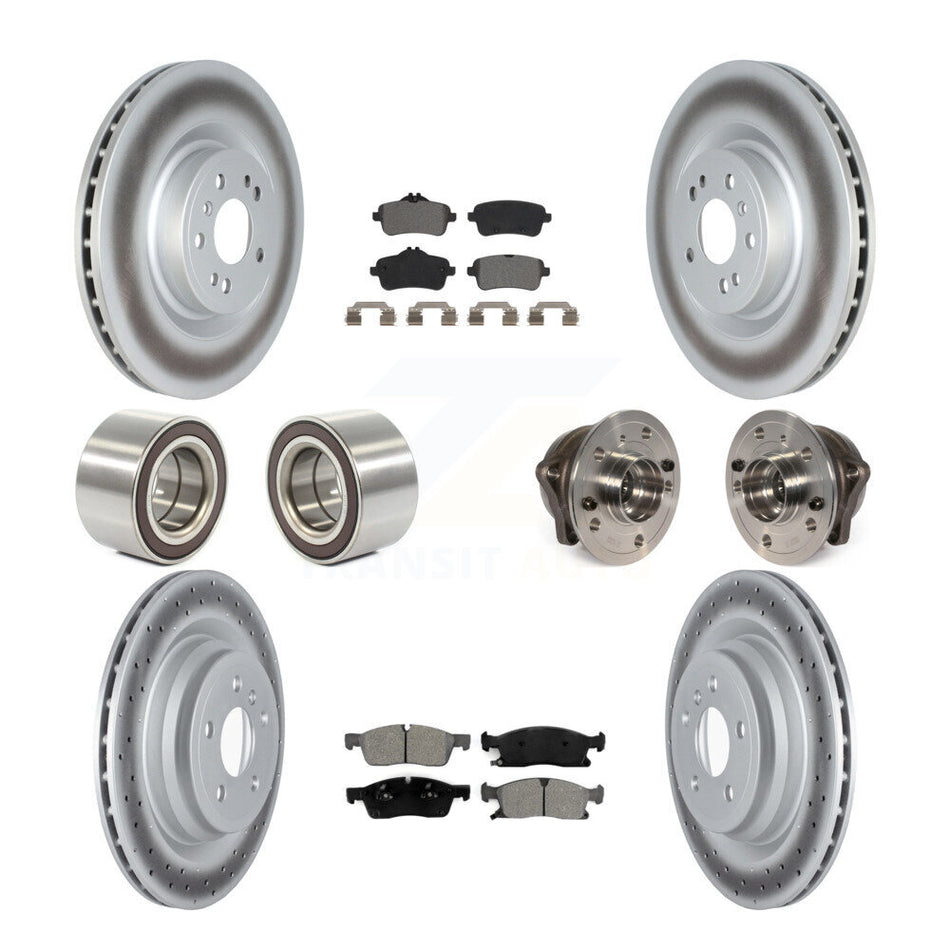 Front Rear Wheel Hub Bearings Assembly Coated Disc Brake Rotors And Semi-Metallic Pads Shoes Kit (10Pc) For 2016-2017 Mercedes-Benz GLE400 With AMG Package KBB-122809
