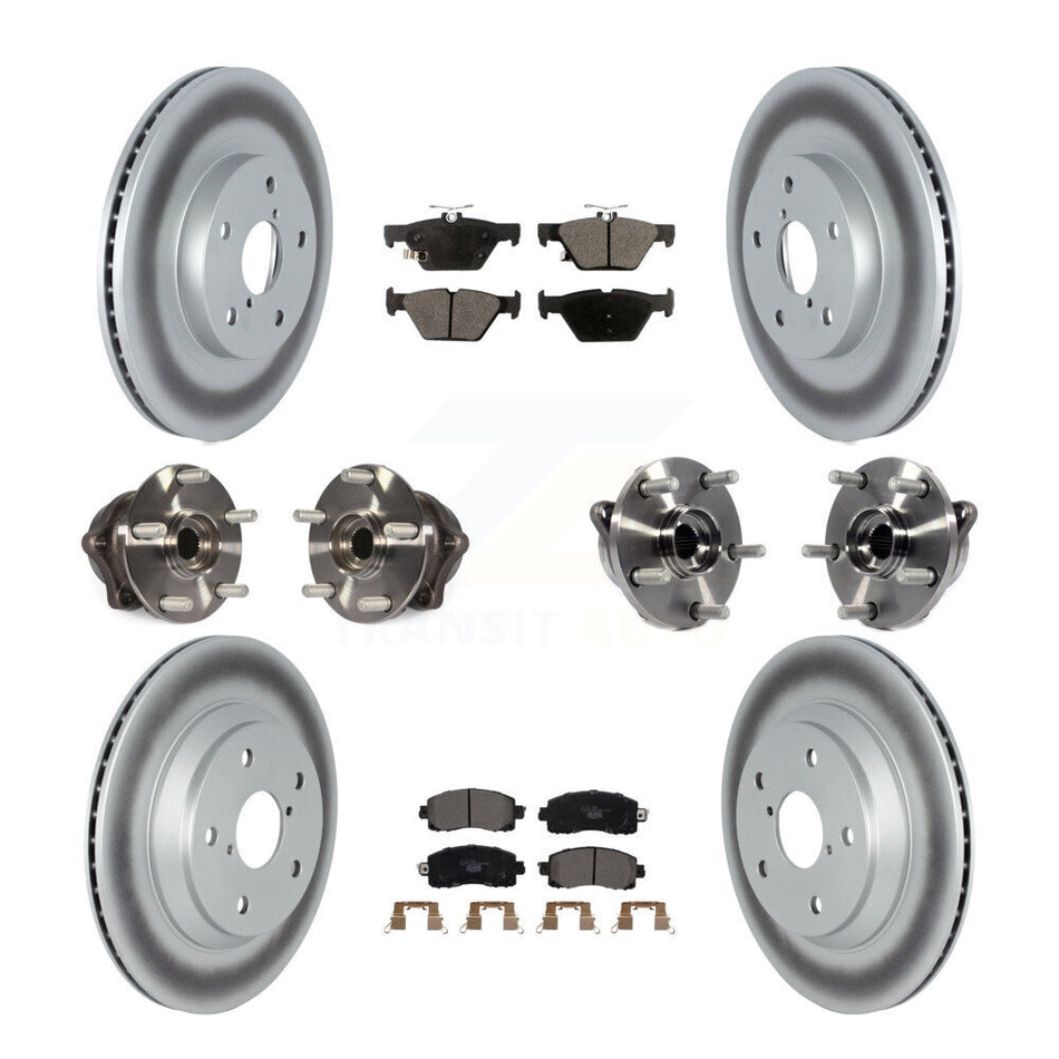 Front Rear Hub Bearings Assembly Coated Disc Brake Rotors And Ceramic Pads Kit (10Pc) For 2019 Subaru Forester Without Sport Package KBB-122815