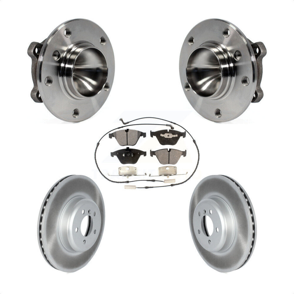 Front Hub Bearing Assembly With Coated Disc Brake Rotors And Ceramic Pads Kit For 2012 BMW 335i Convertible Coupe Blue Painted Calipers KBB-122829