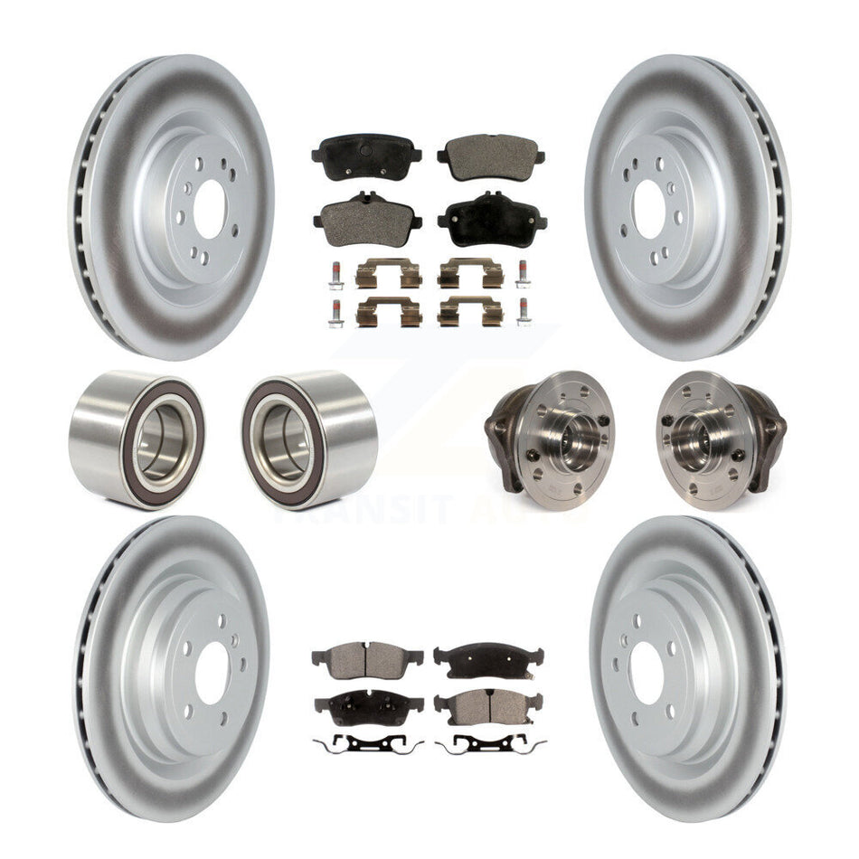 Front Rear Wheel Hub Bearings Assembly Coated Disc Brake Rotors And Ceramic Pads Shoes Kit (10Pc) For 2016-2017 Mercedes-Benz GLE400 With AMG Package KBB-122847