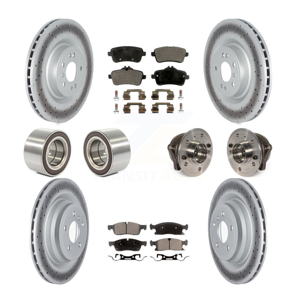Front Rear Wheel Hub Bearings Assembly Coated Disc Brake Rotors And Ceramic Pads Shoes Kit (10Pc) For 2016-2017 Mercedes-Benz GLE400 With AMG Package KBB-122850