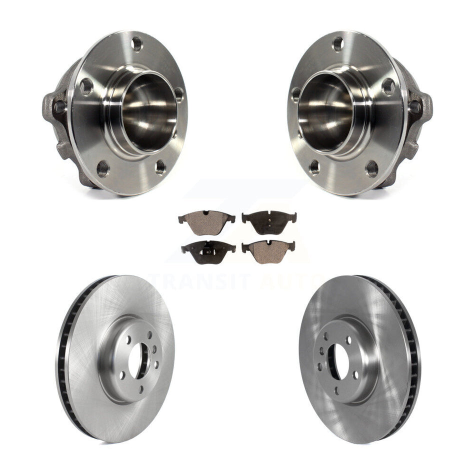 Front Hub Bearing Assembly With Disc Brake Rotors And Semi-Metallic Pads Kit For 2011-2013 BMW 535i KBB-122874
