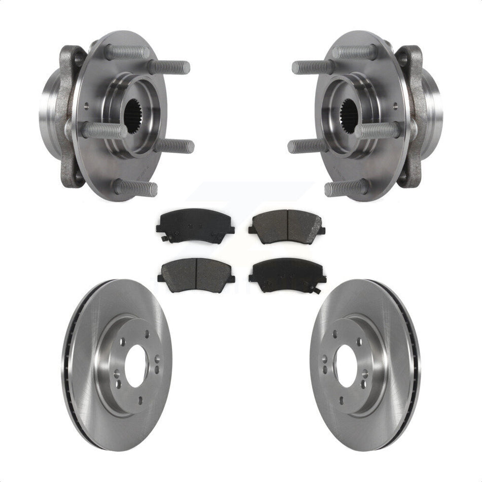 Front Hub Bearing Assembly With Disc Brake Rotors And Semi-Metallic Pads Kit For Kia Niro Hyundai Ioniq KBB-122882