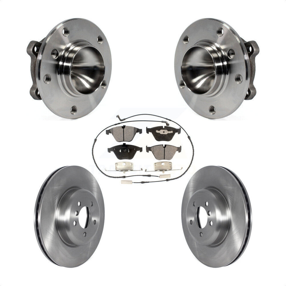 Front Hub Bearing Assembly With Disc Brake Rotors And Ceramic Pads Kit For 2012 BMW 335i Convertible Coupe Blue Painted Calipers KBB-122886