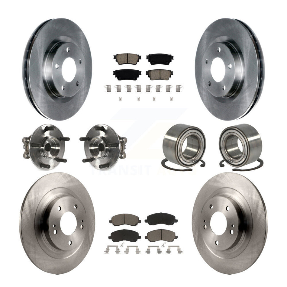 Front Rear Hub Bearing Brake Rotor Pads Kit (10Pc) For 2017-2020 Mitsubishi Outlander AWD KBB-122896
