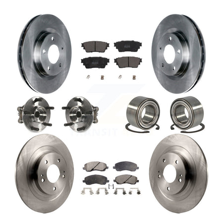 Front Rear Hub Bearing Brake Rotor Pads Kit (10Pc) For 2017-2020 Mitsubishi Outlander AWD KBB-122906
