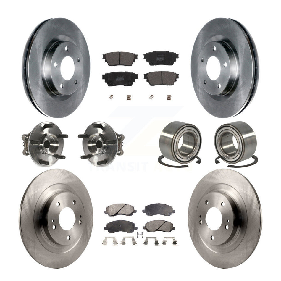 Front Rear Hub Bearing Brake Rotor Pads Kit (10Pc) For 2017-2020 Mitsubishi Outlander AWD KBB-122906