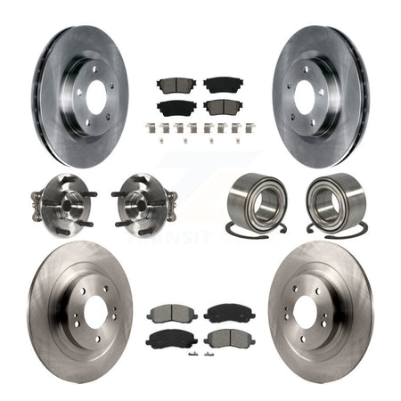 Front Rear Hub Bearing Brake Rotor Pads Kit (10Pc) For 2017-2020 Mitsubishi Outlander AWD KBB-122907