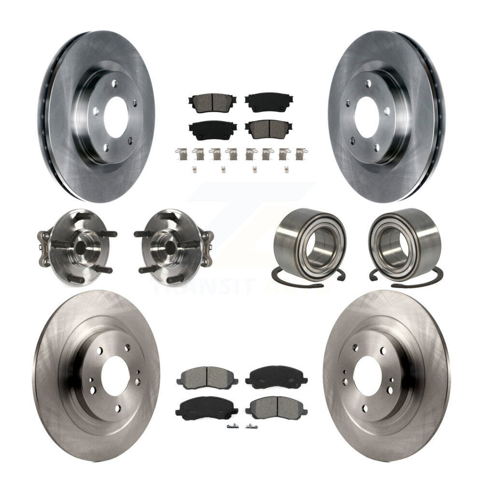 Front Rear Hub Bearing Brake Rotor Pads Kit (10Pc) For 2017-2020 Mitsubishi Outlander AWD KBB-122907