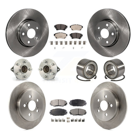 Front Rear Hub Bearing Brake Rotor Pad Kit (10Pc) For 2019 Toyota Corolla Sedan with 1.8L KBB-122908