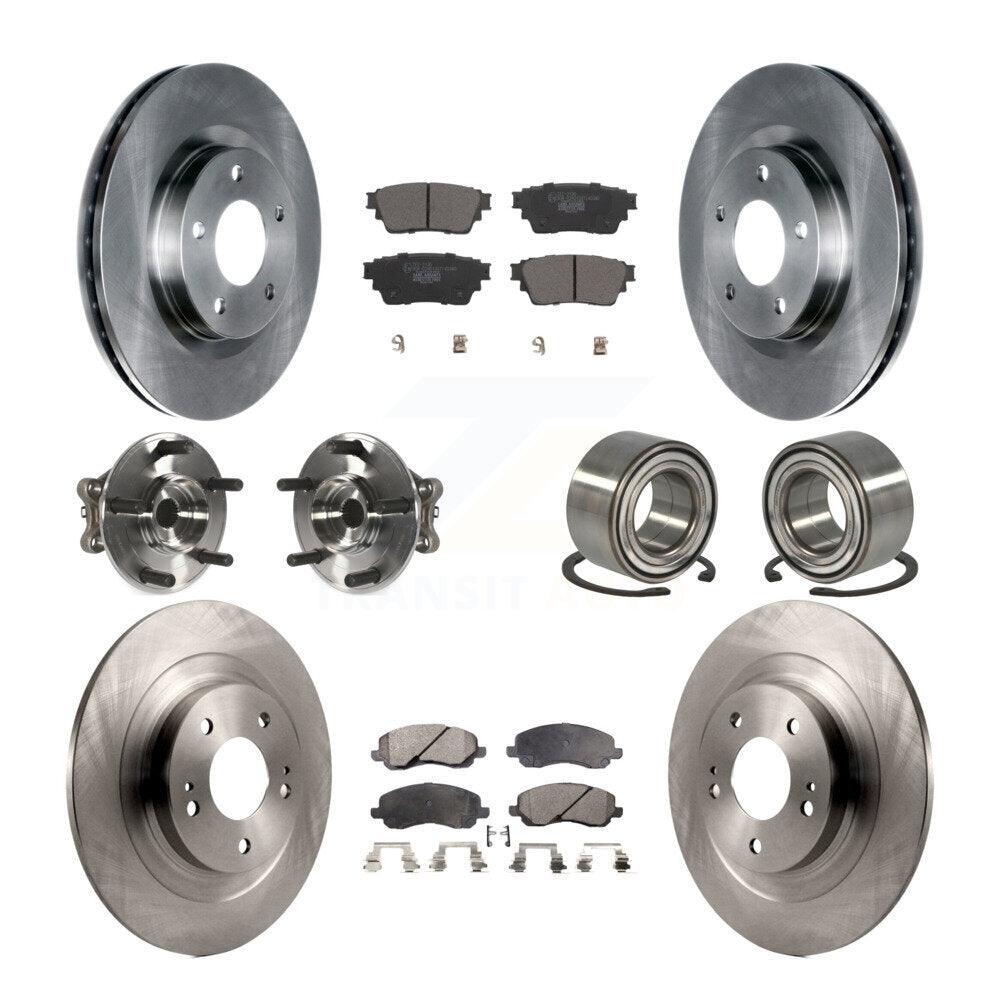 Front Rear Hub Bearing Brake Rotor Pads Kit (10Pc) For 2017-2020 Mitsubishi Outlander AWD KBB-122909